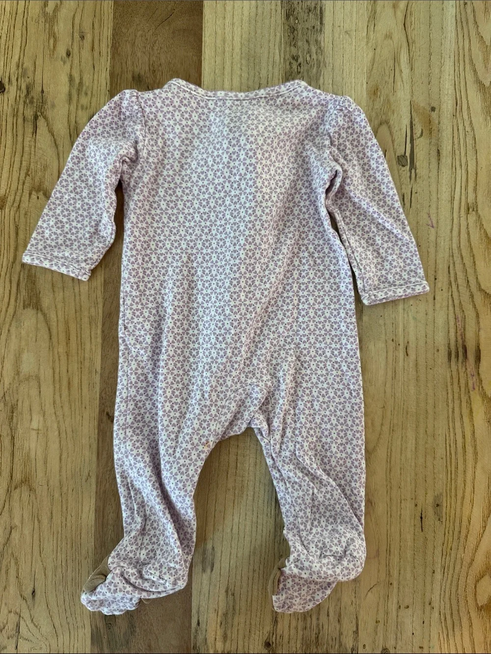 Pink Floral Baby One-Piece Footed Sleeper with Monkey Applique